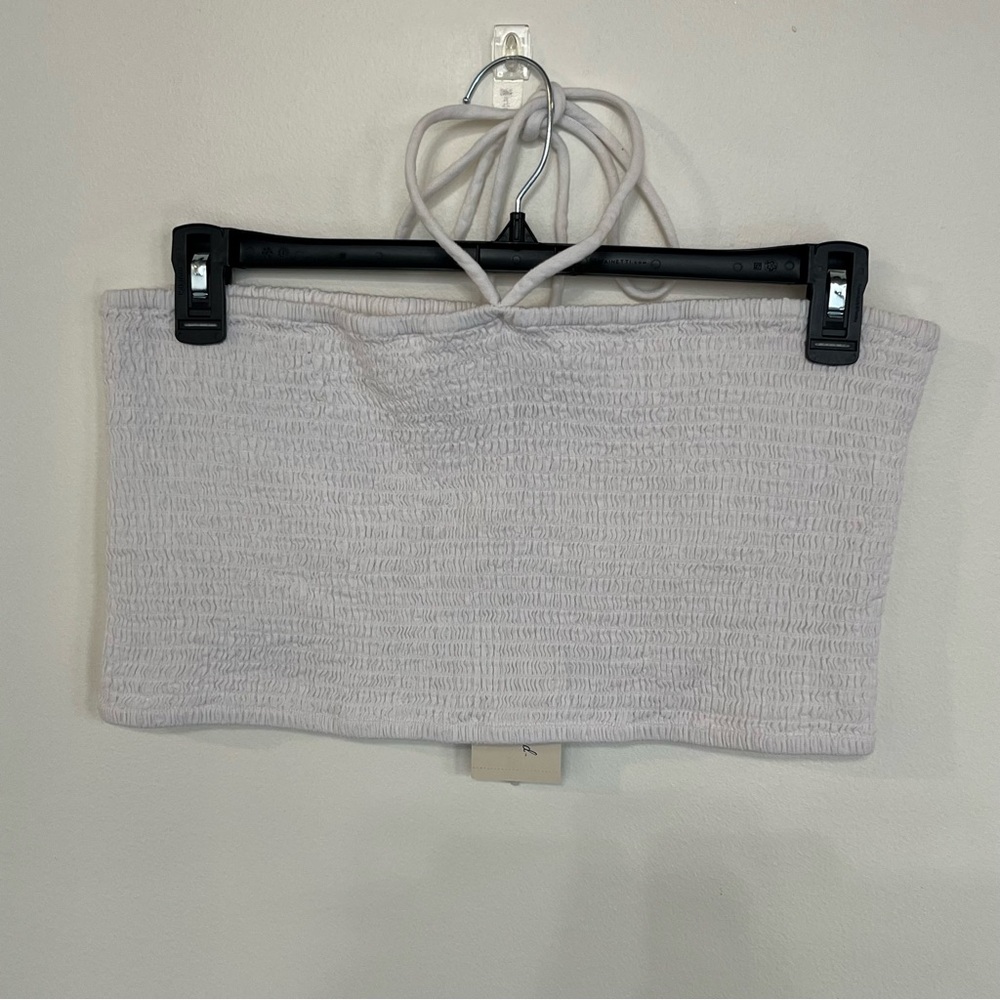 Universal Thread Women's Tank Top Smocked Slim Fit Halter Tube Size XL White